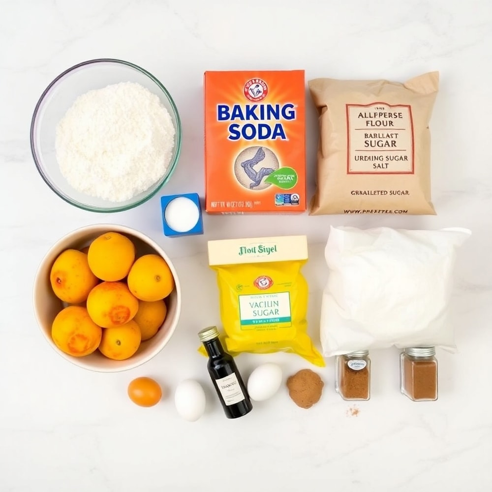 Raw ingredients for Tropical Mango Cookies on a marble surface