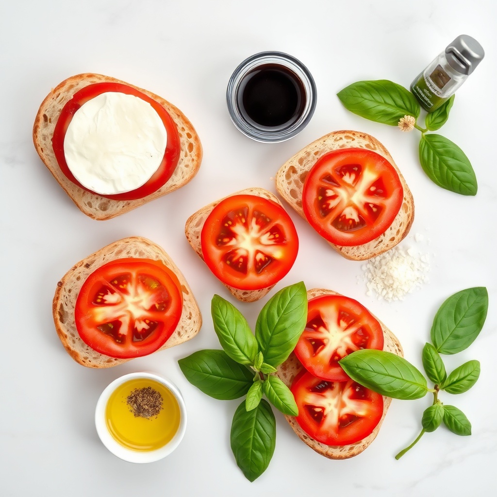 Caprese Panini ingredients on marble