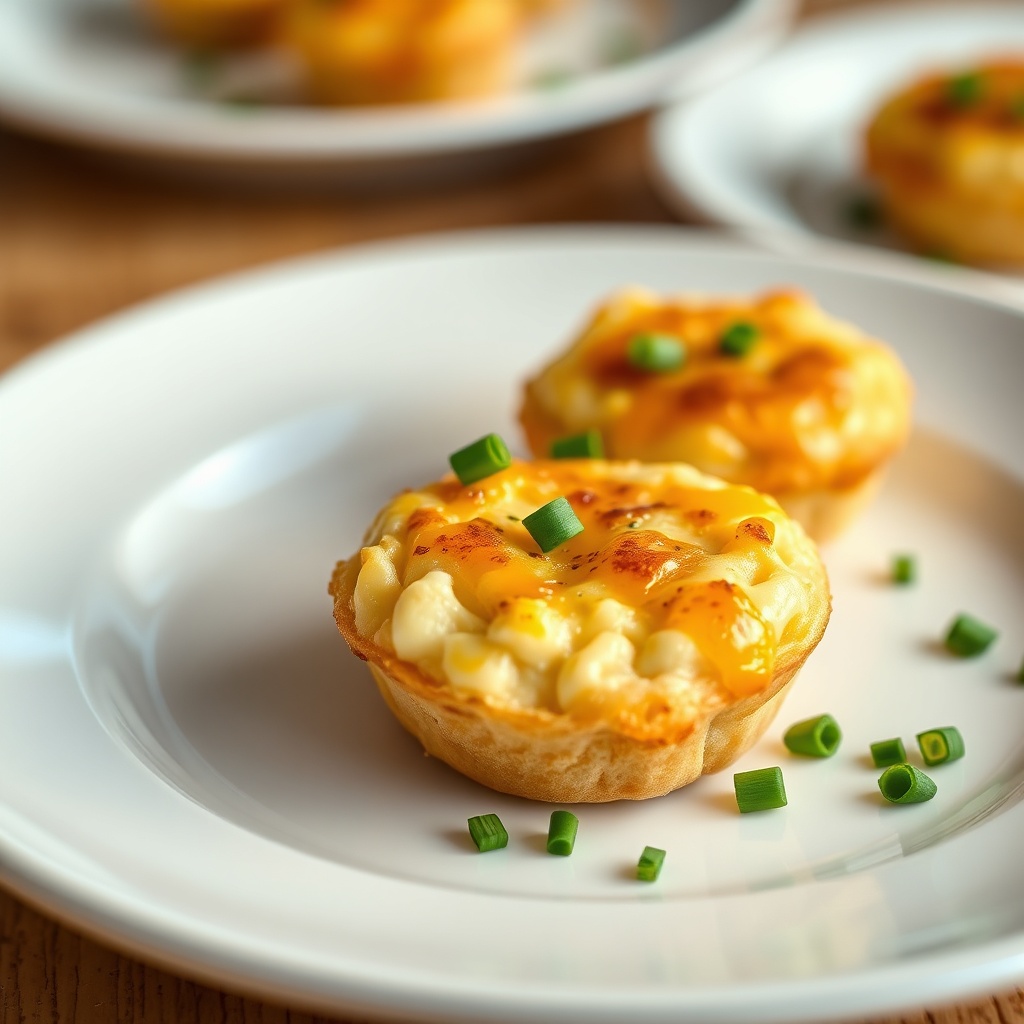 Cheesy mashed potato puff bites on a serving platter