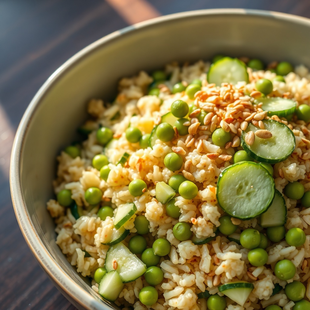 cucumber edamame rice salad