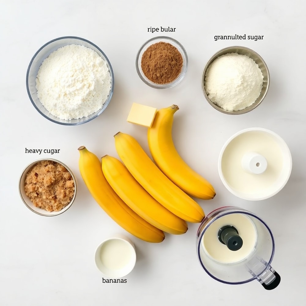 Raw Ingredients for Banana Cream Pie: Flour, Butter, Sugar, Bananas, Heavy Cream
