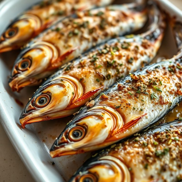 Garlic Herb Crusted Roasted Sardines
