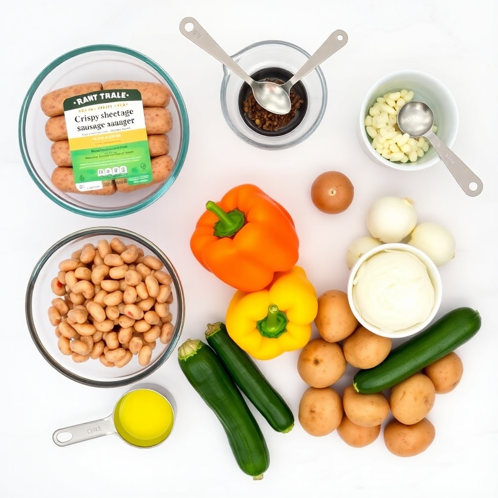 Sheet Pan Sausage and Veggie Dinner Ingredients