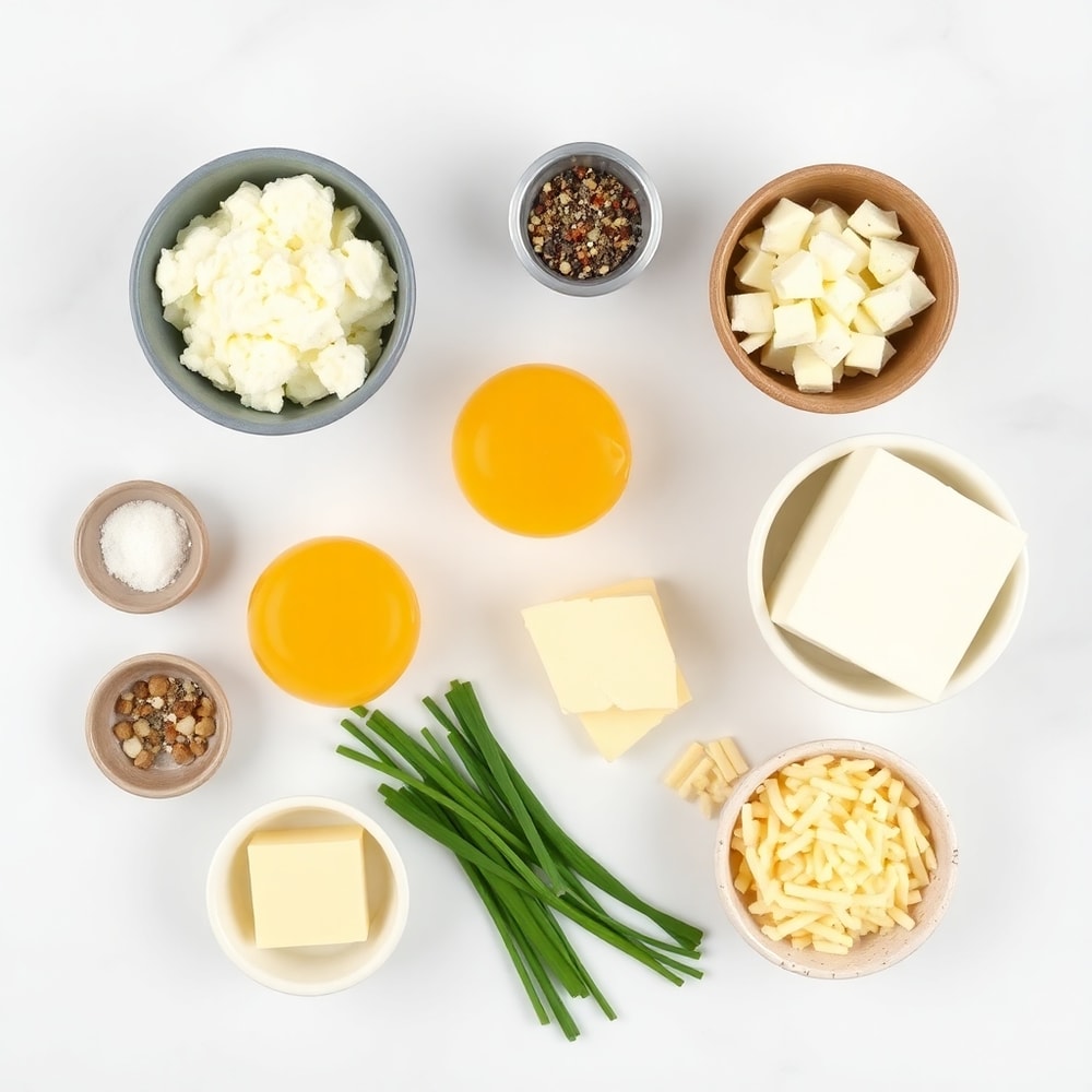 Raw ingredients for cottage cheese egg scramble