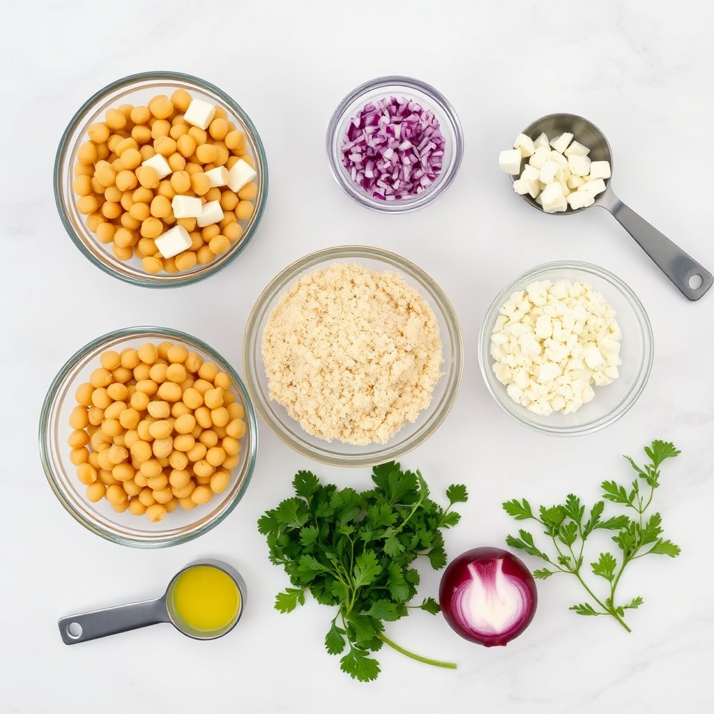 Raw ingredients for Mediterranean Lemon Chickpea Patties
