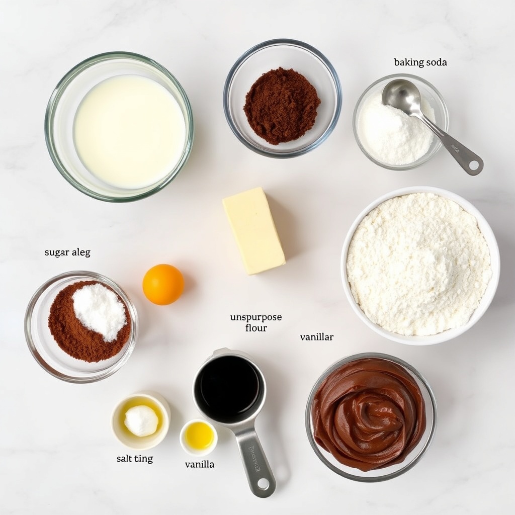 Raw ingredients for Moist Buttermilk Chocolate Cake