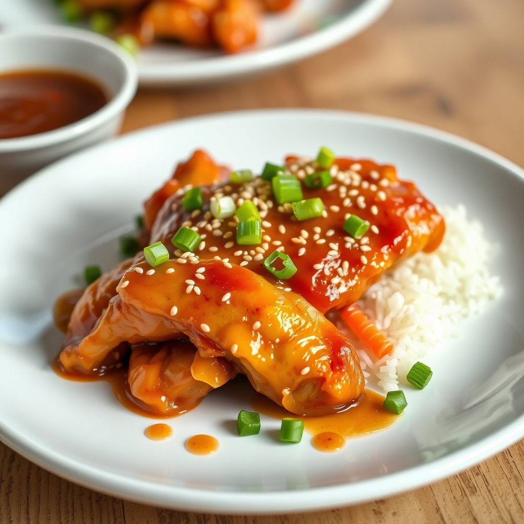 Plated Vietnamese Caramel Ginger Chicken